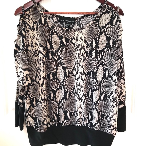 Isabella Rodriguez Tops - Isabella Rodriguez snake print cold shoulder top